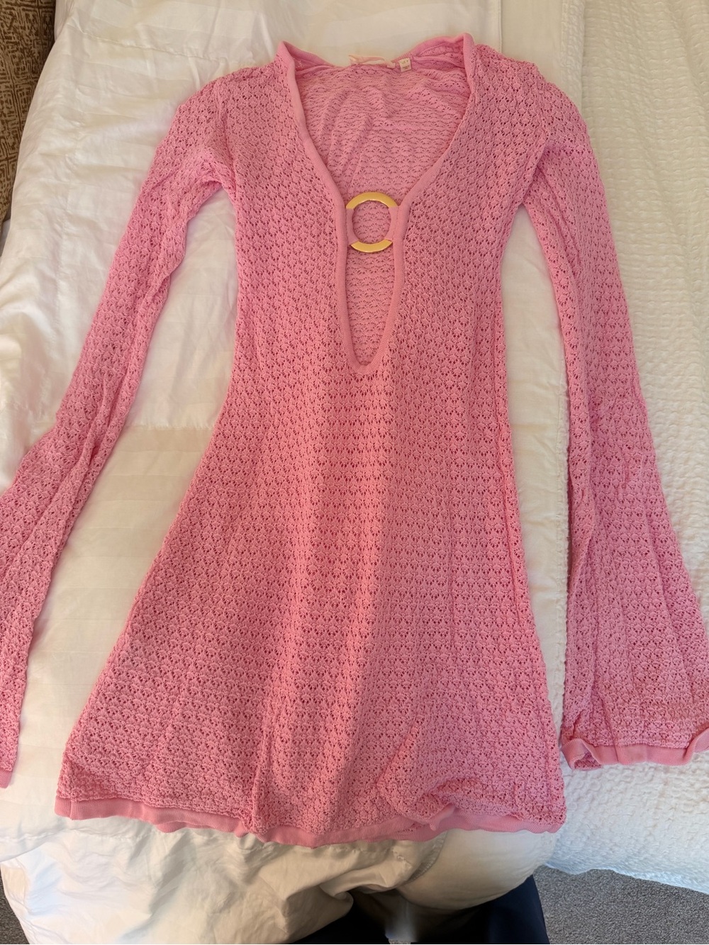 Monday Swimwear Pink Knit Long-Sleeve Cover Up